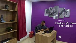 Seductive Latina tempts boss for raise