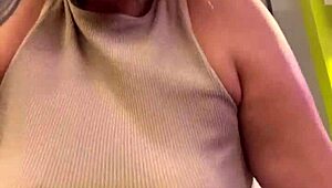 wet shirt reveals tits at gym