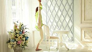 sexy ballerina strips naked on the couch 😏