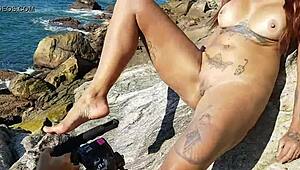 I Caught Three Hot Babes Peeing on Beach with Paty Bumbum and Friends