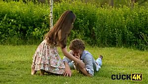 Cuck4K Brazil: Husband Watches Wife in Stockings Dominate on Desk