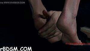 Playing sadomasochism game with femdom ball licking