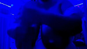 blue light special with plump big natural tits and monster cock toys