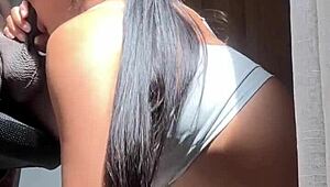 Big booty brunette meets her stepbrother for fun