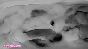 Kity Hudson plays with toy in steamy bath session