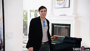 Young Guy Overwhelmed in Reverse Gangbang by Five Busty Blonde Milfs