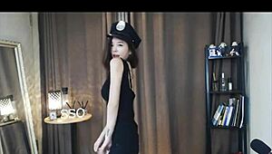 yo, check this korean babe in uniform dancing hot as hell