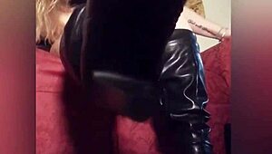 Horny Mature Amateur Worships Sexy Boots in Homemade Femdom
