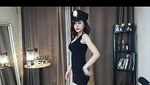 yo, check this korean babe in uniform dancing hot as hell