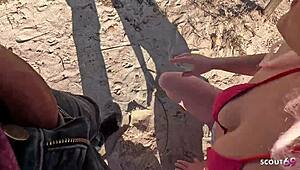 German girl Maria Gail gets anal fucked by stranger at the beach.