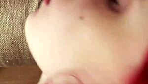 Redhead Karla Rose Performs Ball Licking in POV