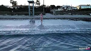 German Curvy Girl Picked Up for Anal and DP POV Fuck by Old Guy at Beach 😍