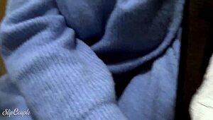 Cute Babe Blows in Public Toilet After Handjob Under Table!