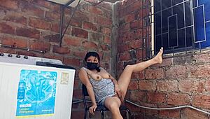 My Neighbor In The Garden Showing Off Under Her Dress