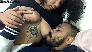 Bold Lactating Natural Tits Drip Milk in Wild Adult Breastfeeding Fetish Licking Session