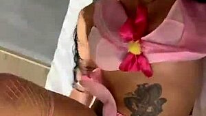 Heaven's eyes gives blowjob and gets fucked