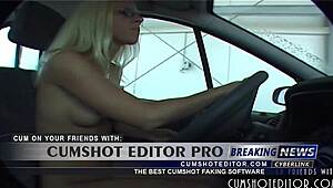 Young German Amateur Strips Naked at Car Wash for Bold Public Display