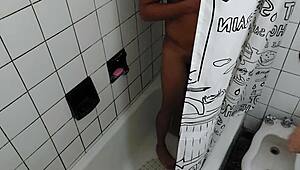 No Running Inside, Stepsister in the Shower Gets a Wild Surprise. Creampie Action Unfolds With Monster Cock.