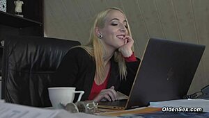 Blonde Teen Caught Masturbating, Then Fucked by Grandpa in Amateur Scene