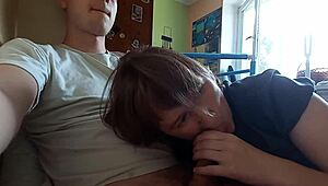 ukrainian milf gives blowjob, takes doggystyle vaginal and anal creampie with swallow