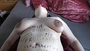 big boobed bbw wife enjoys vibrator orgasm under blindfold