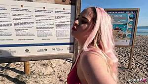 German girl Maria Gail gets anal fucked by stranger at the beach.