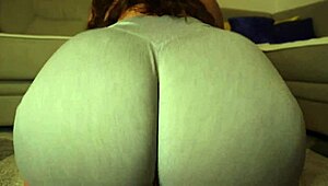 thick pawg teen in tight yoga shorts close-up solo