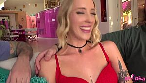 marilyn johnson endures intense blowbang with ball licking, gagging, and choking before airtight double penetration and anal