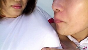 Curvy Japanese Virgin Teen 18+ Seduces Classmate for First Suck