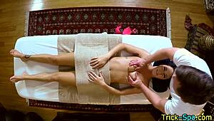 babe with big tits and piercing gets rubbed on hidden cam during massage