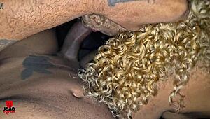 Novinha cums hard on big cock outdoors