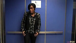 Hot Ebony Diver Welcomes Brunette Neighbor with Kiss!