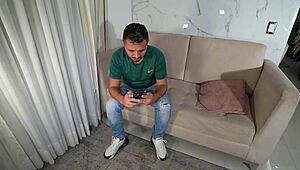 ugh, my stepbro caught me touchin’ myself and i ended up suckin’ his huge cock... melany latina!