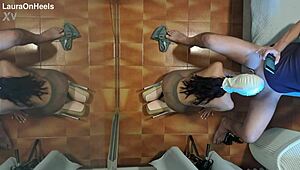 Milf In Pantyhose Kneels For Blowjob And Swallows Cum