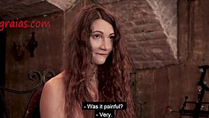 This beautiful pornstar feels the pain of cruel instruments in her kinky training.