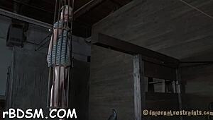 Wild binding of sexy babes in bdsm slave play