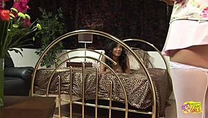 Lonely Brunette Finds Neighbor for Chat.