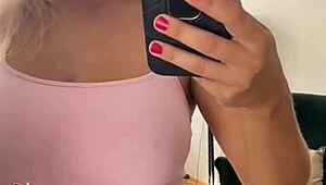 selfie girl touches herself in sexy panties and socks