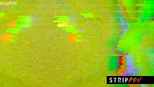 Nerdy babe strips, ripping clothes to reveal big natural tits