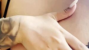 blonde with big natural boobs reveals her sexy curves in lingerie