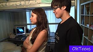 irene and navon, those young college roommates, explore homemade fun in the bedroom with natural tits