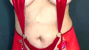 belly dancer gets bound for sloppy blowjob and intense throat banging