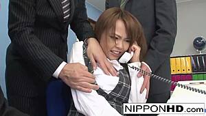 asian secretary teased during phone call