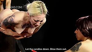Girls are getting whipped and held over candles in wild session