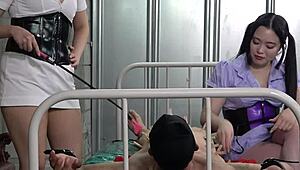 Hey, Japanese mistresses train masochists with nipple play!