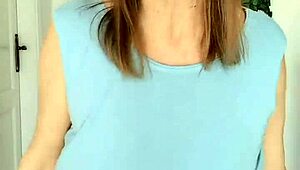 Busty gilf MariaOlds strips with sporty dance moves.