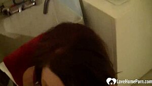 girlfriend with glasses sucks on a raging boner