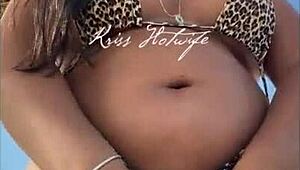 Married Wife Shows Off Tan Lines on Beach