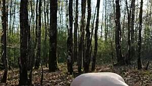 Slave self-spanks outdoors like a sow