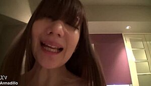 Amateur japanese couple with big tits performs blowjob and fucking with toys.